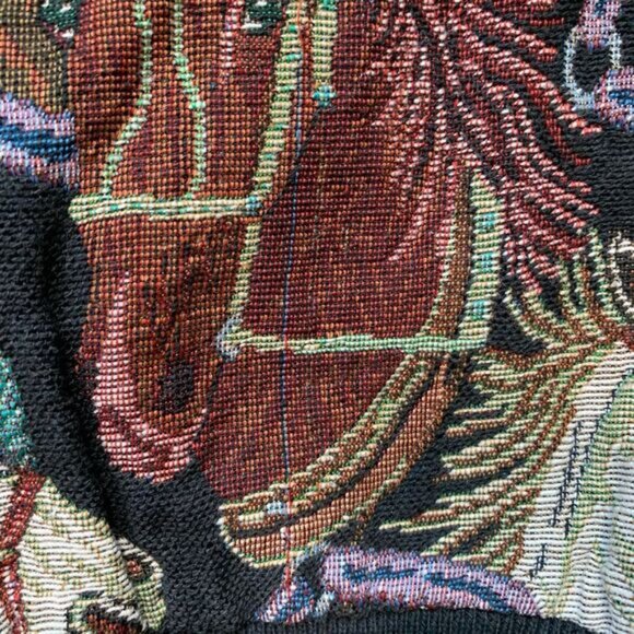 Vintage Katch Me West Horse Print Equestrian Tapestry Bomber Jacket Size XL - Picture 10 of 11